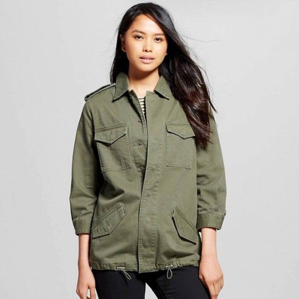 EUC Who What Wear Military Utility Jacket Green